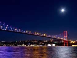 Le pont du Bosphore au coucher du soleil